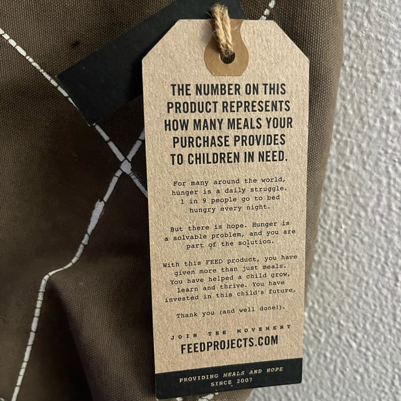 FEED Olive Green Tote Bag with Patterned Design - Picture 4 of 5